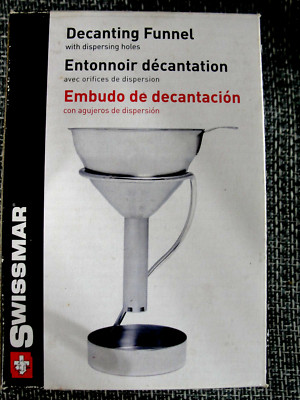 SWISSMAR Stainless Steel Wine Decanting Funnel with Mesh Filter and Stand NIB