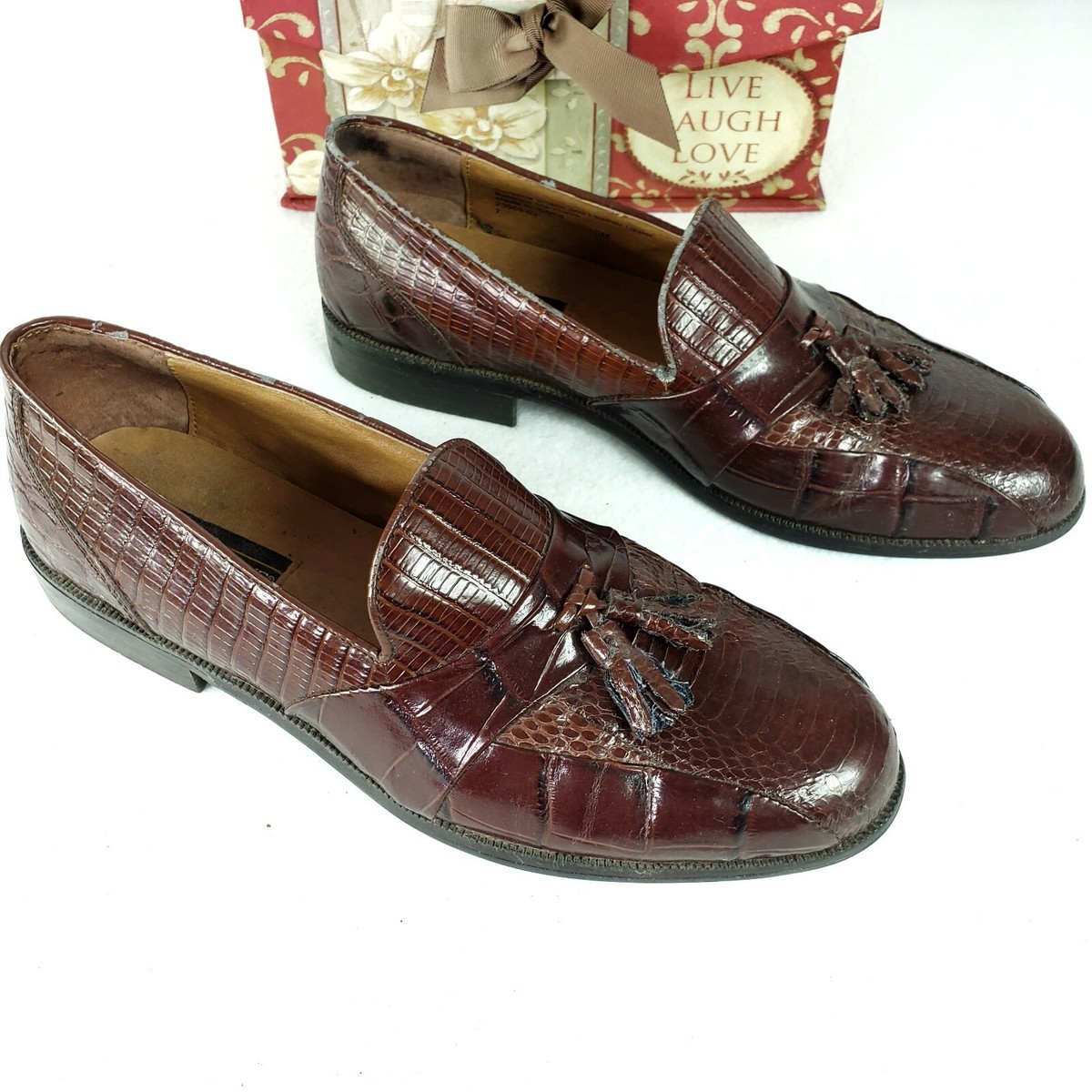 Stacy Adams Mens Shoes Genuine Snakeskin Dress Loafers Tassel Slip Ons Cognac 10 Amazon.com | Stacy Adams Pacetti Tassel Slip-On Loafer  main image 2