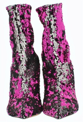 pink sequin booties