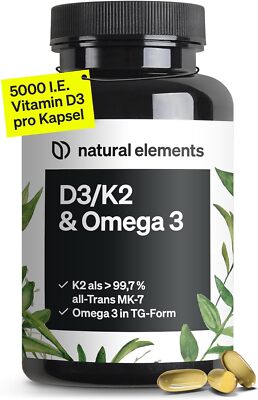Vitamin D3 + K2 + Omega 3   Premium K2VITAL  von Kappa 99,7+% All-Trans K2  