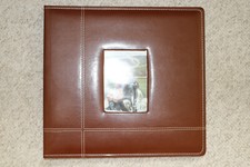 Set of 2 Brown Deluxe Bonded Leather Hand Stitched 12x12 Scrapbook Albums