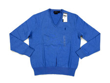Polo Ralph Lauren Pullover V-Neck Pima Cotton Sweater with Pony - Blue -