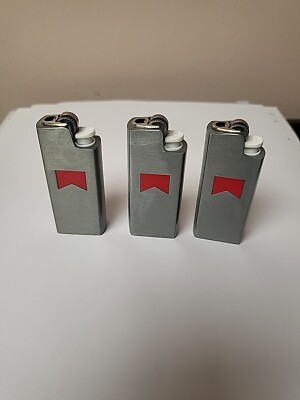3x Marlboro Feuerzeughülle Neu mit Mini Bic Plus Werbe Goody 