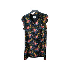 Madewell x No.6 - 100% Silk Dress Garden Bouquet Floral Ruffle Sleeves Size 6