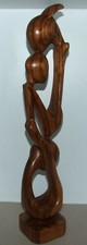Grande Sculpture Art Africain Contemporain en Bois du Congo signé - Très déco