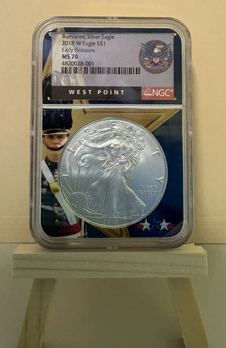 2018 W BURNISHED SILVER EAGLE NGC MS70 EARLY RELEASES WEST POINT