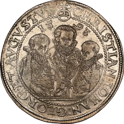 1593-HB Germany Saxony Albertine 3 Brothers Thaler AU58 NGC - Stunning!