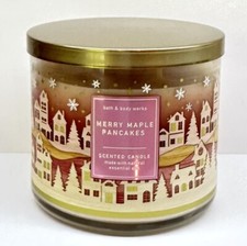 Bath Body Works Candle MERRY MAPLE PANCAKES Scented 3-wick Jar Wax
