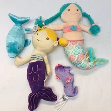 Mermaid Plush Dolls w/ Baby Gund Dolphin Seahorse, Maison Chic My Natural  BIN19