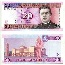 20 Litu Litauen / Lithuania 2001  unc-,  P. 66