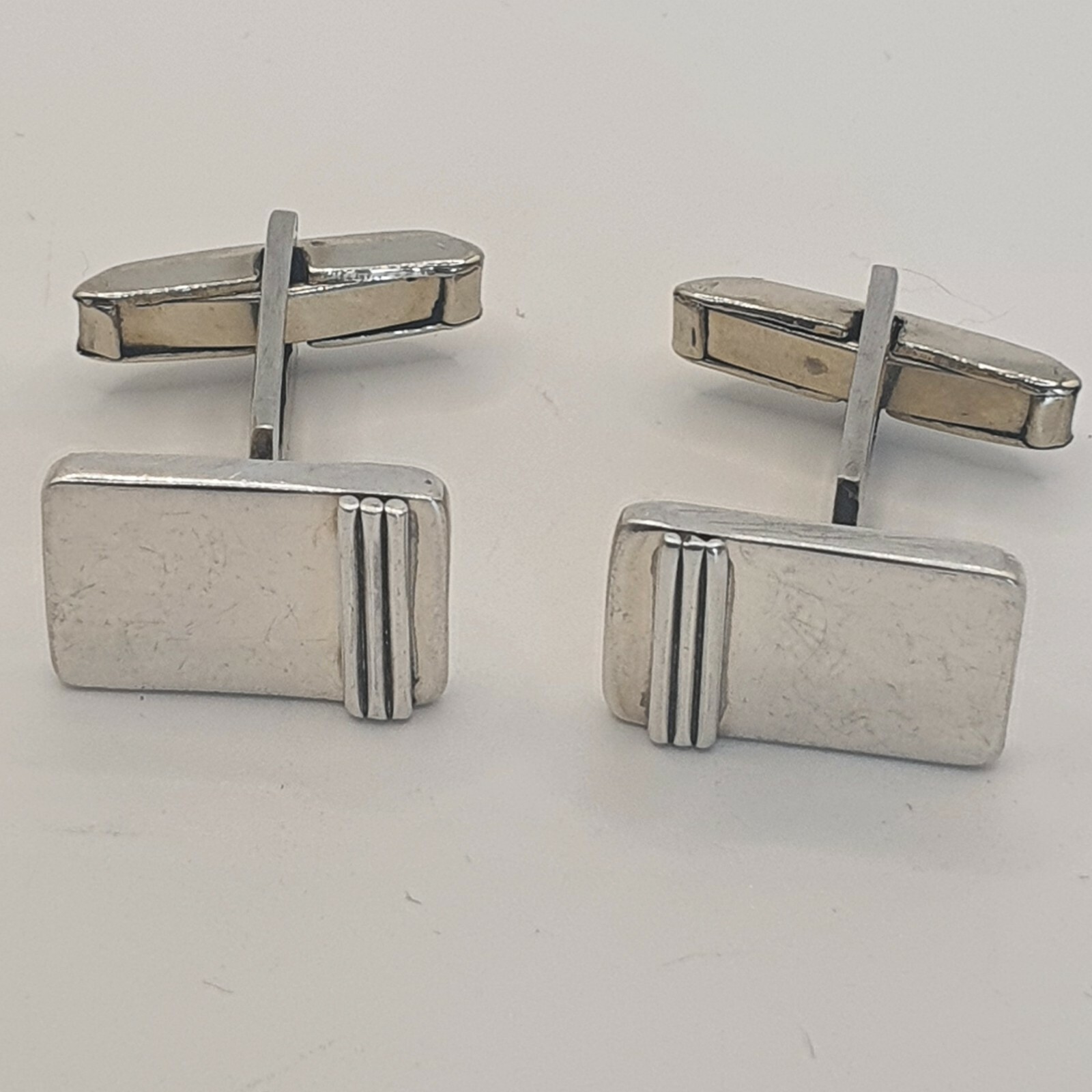 Sterling Silver Cufflinks, Mexico Handmade , square detail 13.3g M1