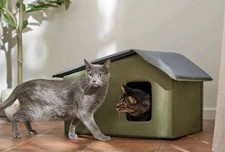 Frisco Extra Wide Indoor Heated Cat House GREEN 25.5" x 22" x 15.5" NEW in BOX