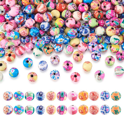 200Pcs 8mm Mixed Colors Handmade Polymer Clay Round Ball Beads DIY Jewelry Neckl