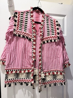 Dodo Bar Or Marcus Jacket Blouse Top Pink Size Small
