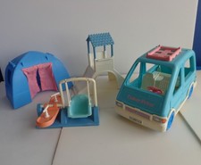 FISHER PRICE LOVING FAMILY MINI VAN, TENT, PLAYGROUND SLIDE, SWING, SEESAW- 90s