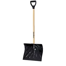 37.18 In. Wood Handle and Plastic Blade D-Grip Snow Shovel and Pusher