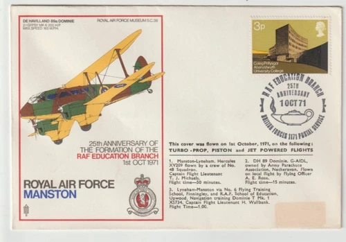 1/10/1971 UK GB Flown Cover - RAF Museum S.C.38 - De Havilland 89a Dominie