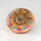VINTAGE MARIGOLD CARNIVAL GLASS BOWL - FENTON HOLLY - RUFFLED EDGE - 9 ”