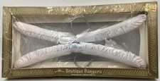 Vintage NOS Boutique Satin Luxury White Clothes Hangers Set of 2 in Box NOS