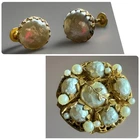 Signed MIRIAM HASKELL Brooch And Earring Set Gold Tone Scarce, Vintage