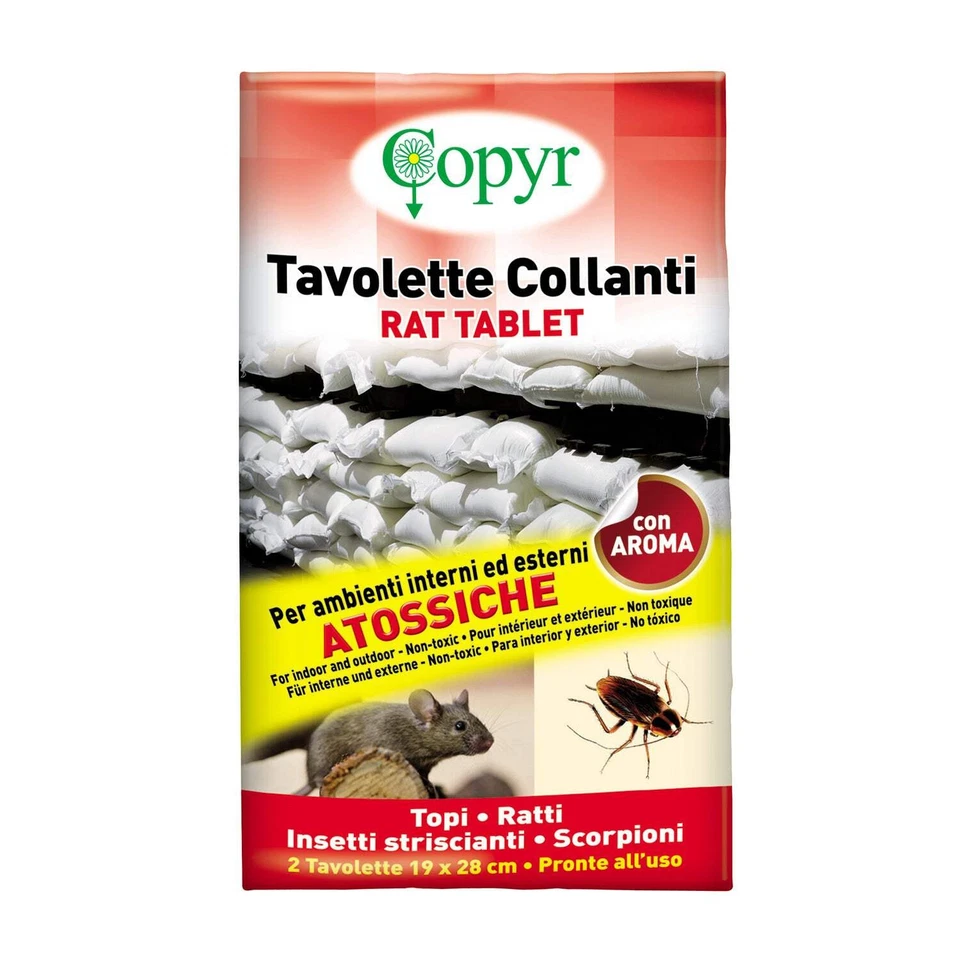 COPYR Rat Tablet Trappola collante per topi e ratti Atossica con Colla 2 pezzi - Photo 1/1