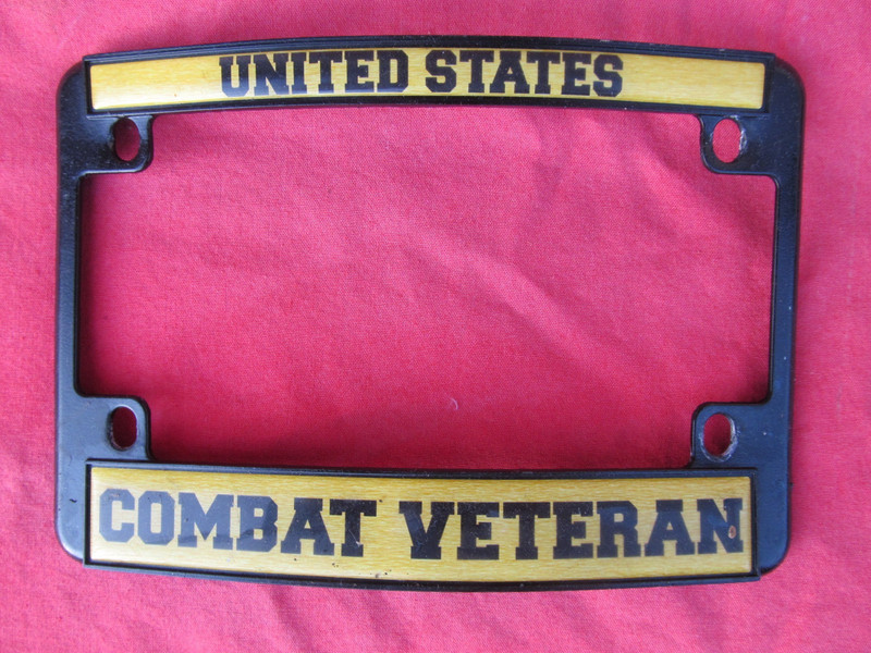 Combat Veteran  Motorcycle License  Plate  holder Harley Indian Yamaha Honda