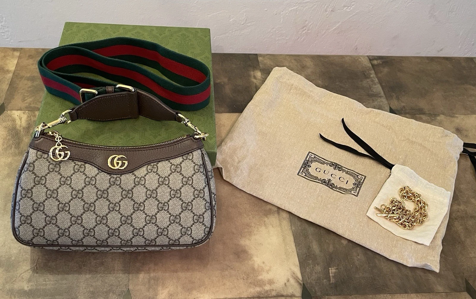 Gucci Ophidia GG Supreme petit sac à bandoulière bandoulière beige 735132 FABLE 9442