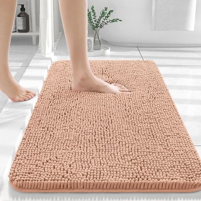 OLANLY Large Bathroom Rugs 50x30, Extra Soft Absorbent 50'' X 30'', Peach