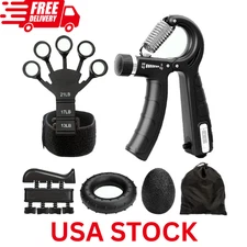 5Pcs Hand Grip Strength Trainer Kit Adjustable Gripper Finger Exerciser Forearm