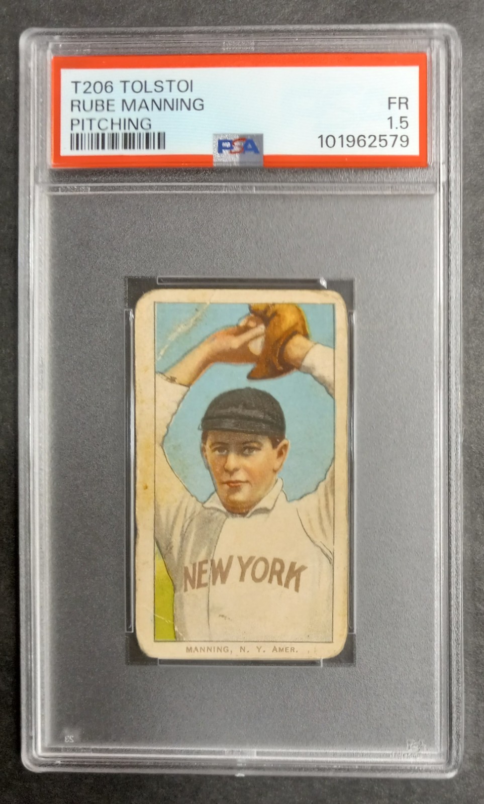 1909-11 T206 - Rube Manning - NY Highlanders/Yankees - TOLSTOI - PSA 1.5 FR