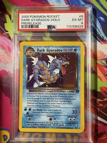 2000 POKEMON ROCKET #8 DARK GYARADOS-HOLO PRERELEASE PSA 6