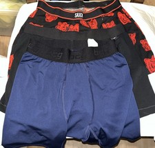 Lot Of 3 Plain Boxer Shorts Underwear Cotton Blend Rich Assorted Med