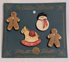 1993 Mill Hill Ceramic Button Collection Christmas Set of 4