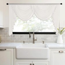 Sheer Valances for Windows, Farmhouse Sheer Swag Curtains for Living Room Bed...