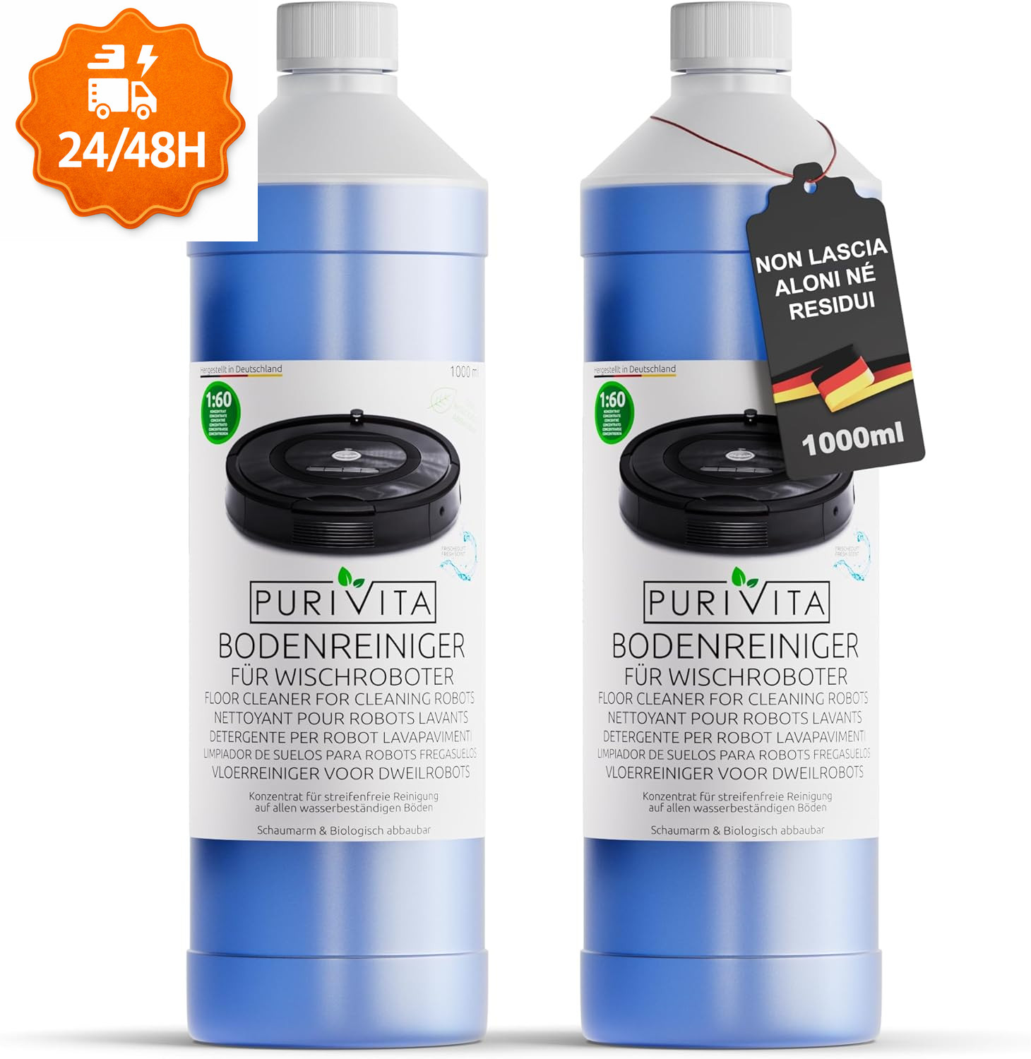 ® Detergente per Robot Lavapavimenti [2X1L] - Detersivo Lava Pavimenti Robot - L