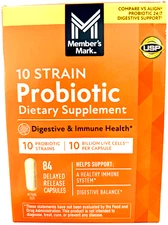 Member's Mark 10 Strain Probiotic Capsules 84 Count EXP 05/2027
