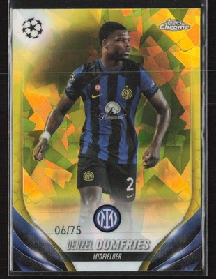 Denzel Dumfries 2023-24 Topps Chrome Sapphire UEFA #9 Yellow Sapphire /75