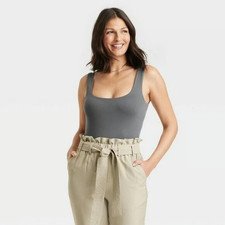 Women's Seamless Tank Bodysuit Light Grey LG Slim Fit- NWT