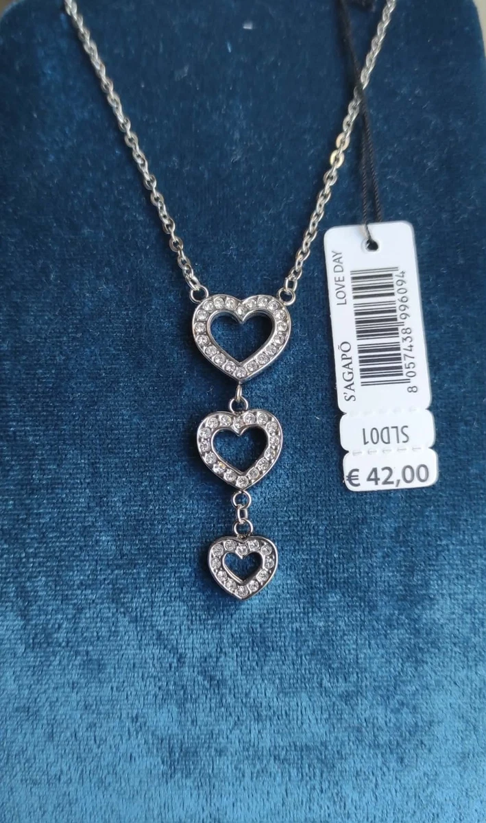 S'Agapõ Collana Donna Stellar: Girocollo Acciaio 316L Con Pendente Cuore, Ipoallergenica E Resistente