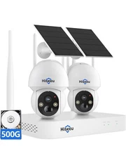 2 Security Cameras System 4MP Wifi Wireless Solar Battery Powered 500gb 360°