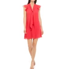 Vince Camuto Tie Neck Chiffon Shift Dress Size 12