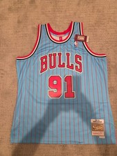 Chicago Bulls Mitchell Ness Dennis Rodman NBA Swingman Blue Jersey Men sz XL New