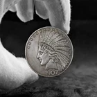 2PCS 1907 Antique Liberty Indian Head $10 Dollar Coin, Uncirculated Morgan Silve