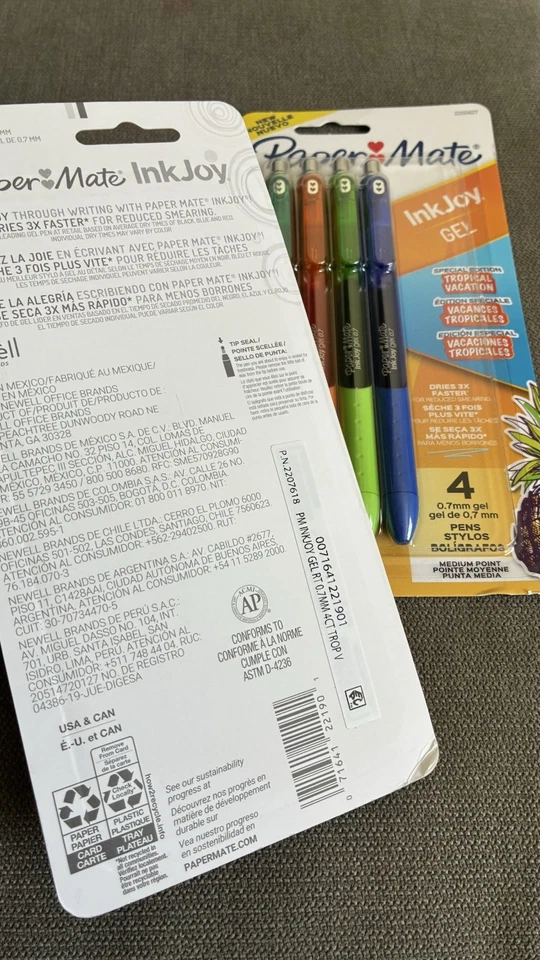 Paper Mate InkJoy 凝胶笔,热带度假颜色,中等 (0.7 毫米) 4 件 — 第 3/4 张图片