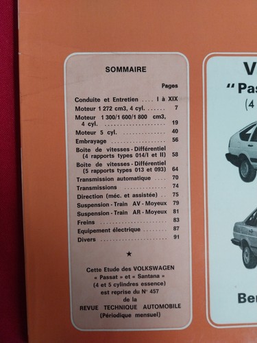 Revue technique Volkswagen Passat Santana 1.3 1.6 1.8 2.0 - Imagen 2 de 15