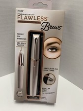 Flawless Brows 18K Gold Pl Gentle Built In Light Removes Hair Instant Pain Free.