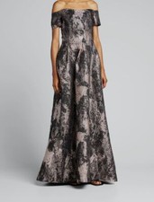 1896 Rene Ruiz Womens Black Metallic Off The Shoulder Gown Dress Size 4