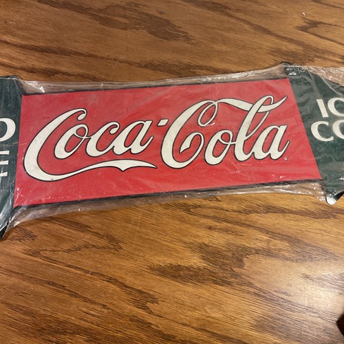 Vintage Ice Cold Coca-Cola Sold Here Metal Arrow Sign Slogan Logo NIP 27” x 9” - Picture 4 of 6