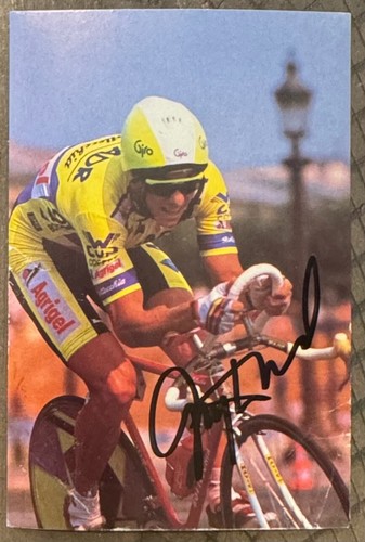 GREG LEMOND 4"X6" POSTKARTE TOLLES RENNFOTO GEDRUCKTE SIGNATUR?