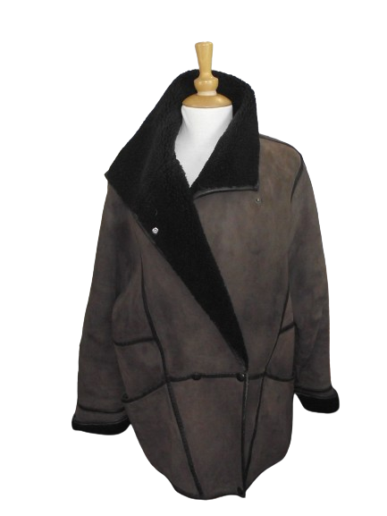 Manteau Vintage Femme En Mouton Retourné - Taille 42 Marron - Années 70 - Très Bon état